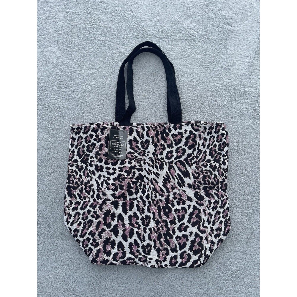 Large Canvas Reusable Tote Bag, 100% Cotton, Leopard Print NWT